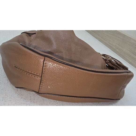 MICHAEL KORS MEGAN BROWN PEBBLED LEATHER TASSEL CROSSBODY OR SHOULDER BAG - Picture 5 of 11